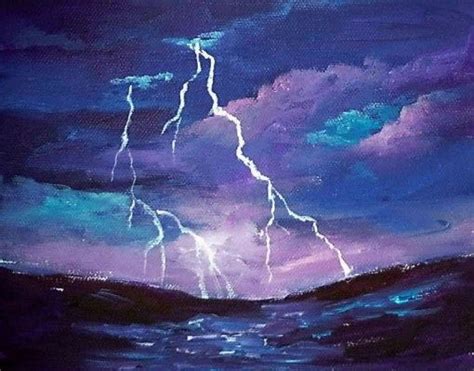 Dramatic Lightning at Sea Final Image | Scenery paintings, Canvas painting, Landscape paintings