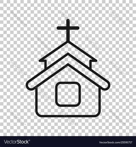 Church icon in transparent style chapel Royalty Free Vector