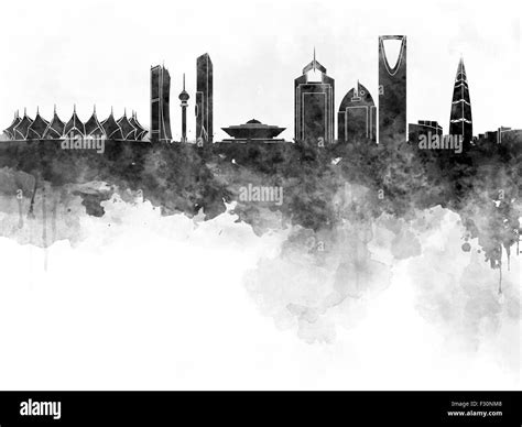 Riyadh skyline in black watercolor Stock Photo - Alamy