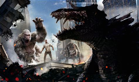 Rampage Dwayne Johnson, George The Giant Gorilla And Dinosaur Wallpaper ...