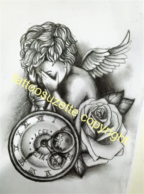 angel clock tattoo design by tattoosuzette on DeviantArt Watch Tattoos ...