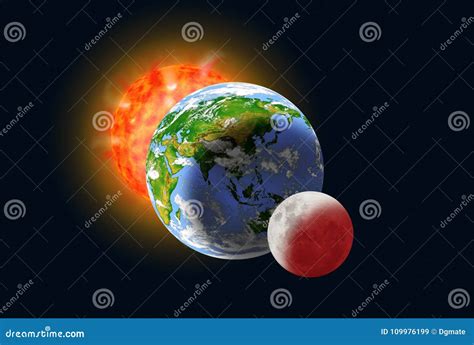 Sun, Earth and Moon Alignment Stock Image - Image of space, event ...