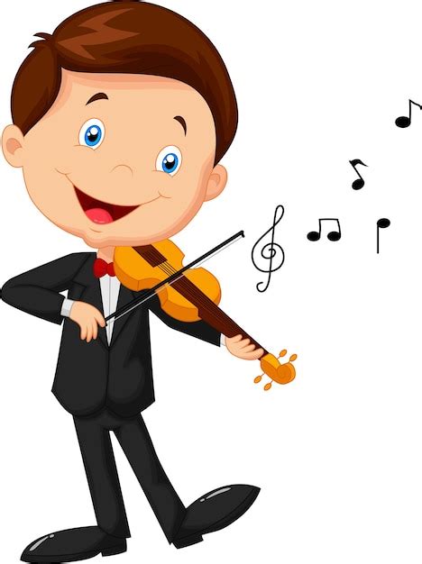 Premium Vector | Little boy playing violin