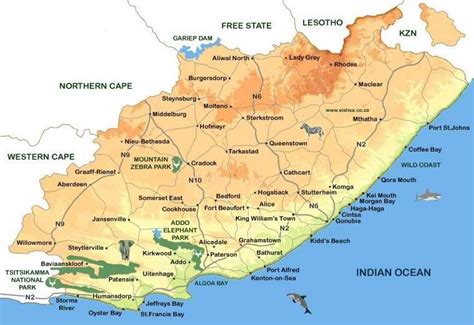 Map of eastern Cape Towns - Map of eastern Cape Towns (Western Cape - South Africa)