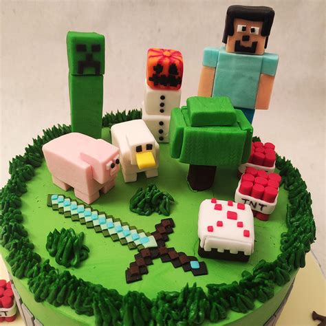 Green Minecraft Cake | Minecraft Theme Cake | Gamer Birthday Cake For ...