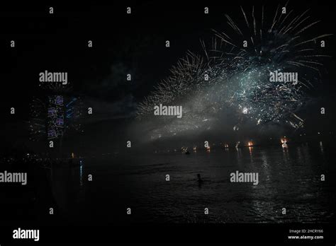 Belgrade New Year Celebration: Fireworks in the Belgrade Waterfront and Belgrade Tower Stock ...