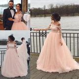 Fashion Long Sleeves Light Pink Wedding Dresses Formal Prom Gown Dress – Laurafashionshop