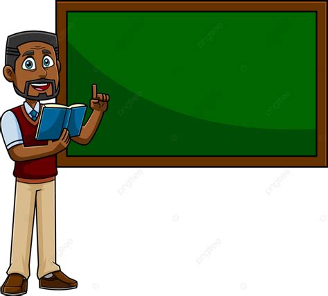 African American Teacher Cartoon Character Read From A Textbook And ...