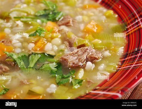 Scotch Broth Soup.farmhouse kitchen.old fashioned thrifty soup made from meat on the bon Stock ...