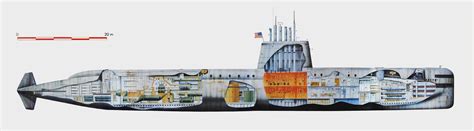 USS Nautilus (SSN-571) Cutaway Drawing in High quality