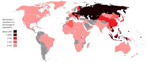 World War II casualties as a percentage of the population - Vivid Maps