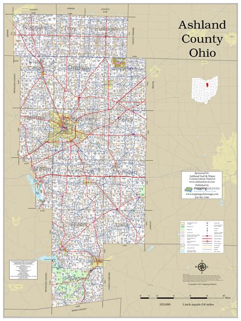 Ashland County Ohio 2021 Wall Map | Mapping Solutions