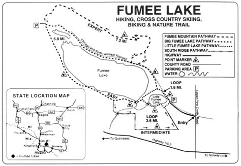 Fumee Lake Natural Area Map, Mountain biking and hiking in the Upper ...