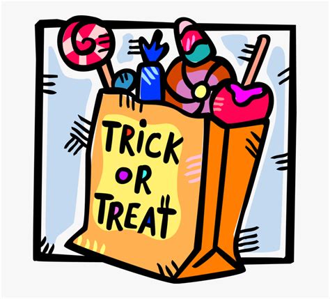 Vector Illustration Of Trick Or Treat Bag Of Halloween - Halloween Candy Bag Clip Art, HD Png ...