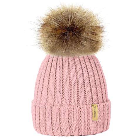 Winter Hat For Kids Knit Beanie Winter Baby Hat For Children Fur Pom ...