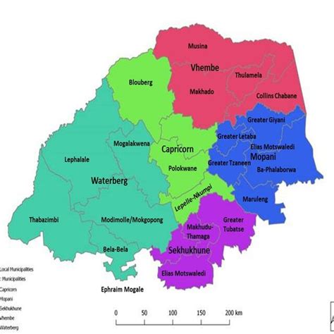 Map of the Limpopo Province showing the districts within the Province [25]. | Download ...