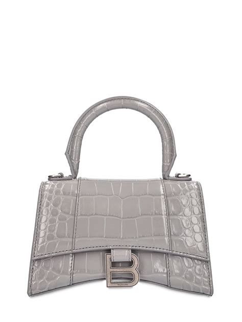 Balenciaga - Croc embossed leather shoulder bag - Balenciaga Grey | Luisaviaroma