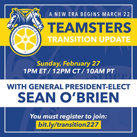 Sean O’Brien To Host Teamster Transition Update - Teamsters for a ...