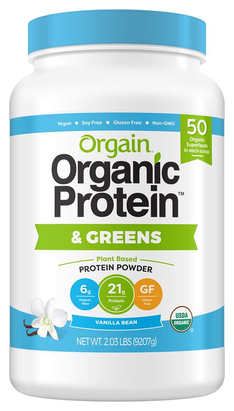 Orgain Organic Protein & Greens Plant Based Protein Powder, Vanilla Bean, 1.94 Pound, 1 Count ...