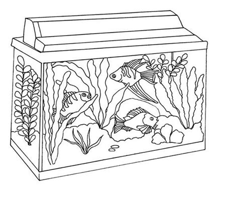 Awesome Fish Tank Coloring Page - NetArt | Fish tank drawing, Tank ...