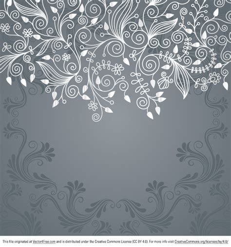 Grey Floral Swirl Vector Background