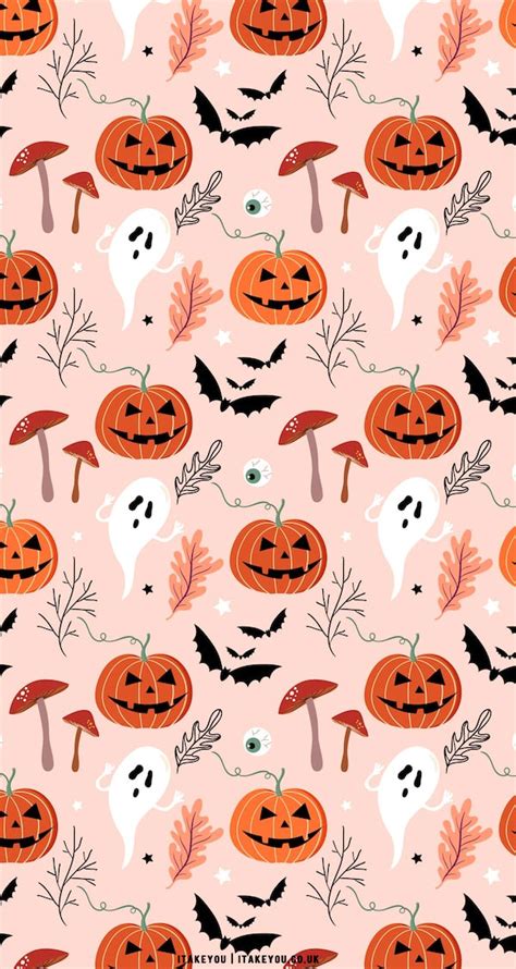 10 Cute Halloween Wallpaper Ideas for Phone & iPhone : Pumpkin Face Pink Background I Take You ...