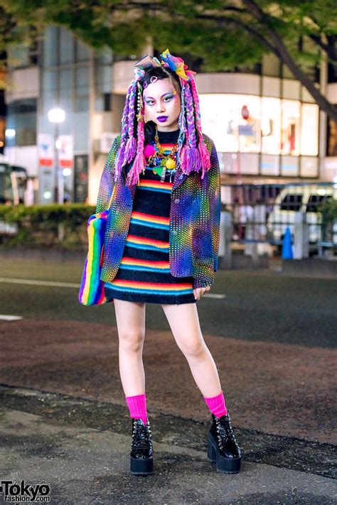 Japanese art student Chami () on the street in Harajuku wearing ...