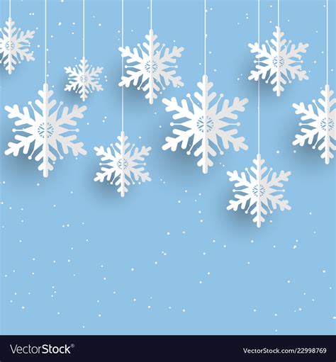 Christmas background with hanging snowflakes Vector Image