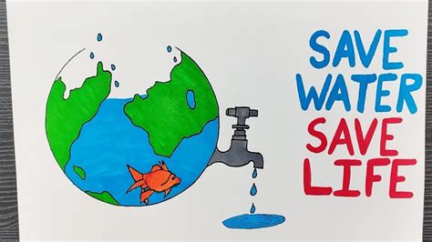 Save Water Save Life Poster Drawing // How To Draw Save Water Poster ...