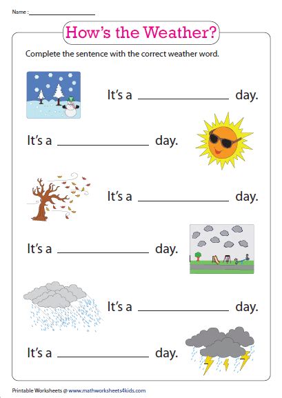 Casual Printable Weather Worksheets Rhyming Kindergarten