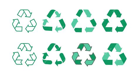 Premium Vector | Green recycle icon set flat line style vector illustration