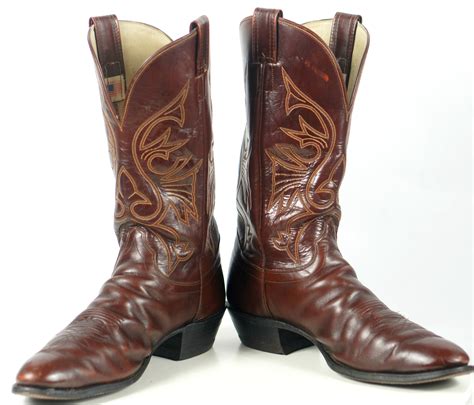 Olathe Cowboy Western Boots Brown Leather Deep Vees Vintage US Made Men's 14 B | oldrebelboots