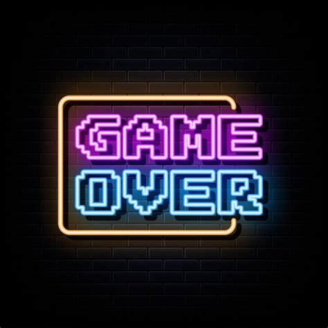 Game over neon signs vector design template estilo néon | Vetor Premium