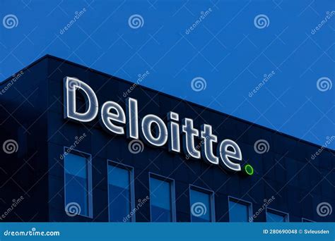 Deloitte Logo Sign with Neon Sign Editorial Stock Photo - Image of lighted, building: 280690048