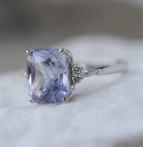 Lavender sapphire ring Engagement ring 14k white gold diamond ring 4 ...