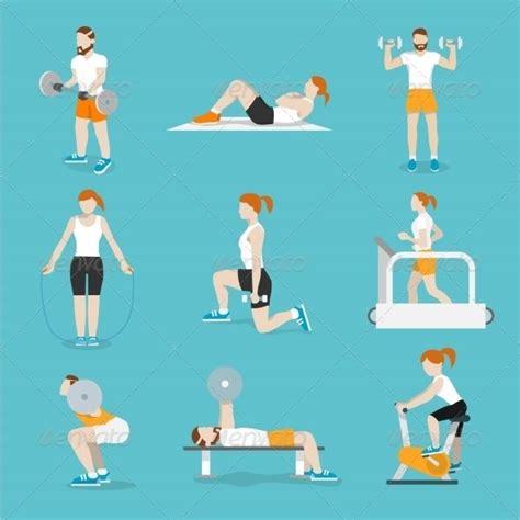 People Gym Exercises Icons Set | No equipment workout, Fitness advice, Exercise