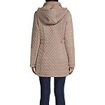 Miss Gallery Womens Removable Hood Midweight Overcoat Quilted Jacket ...