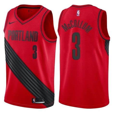 Men Blazers #3 CJ McCollum Basketball Jersey red