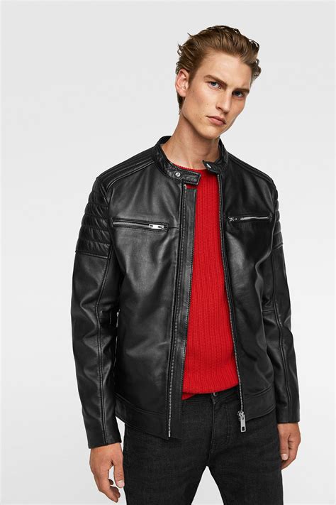 zara leather jacket men's online - Ara Poston