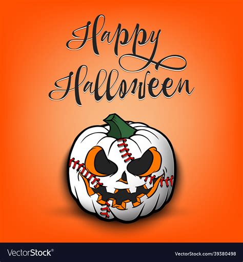 Happy halloween baseball ball as pumpkin Vector Image