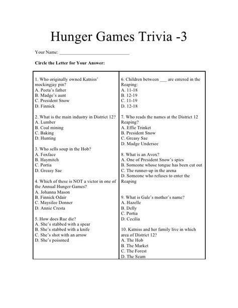 Hunger games trivia 3