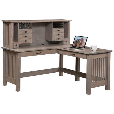 JD's L Shaped Amish Desk with Hutch Option - Solid Wood | Cabinfield