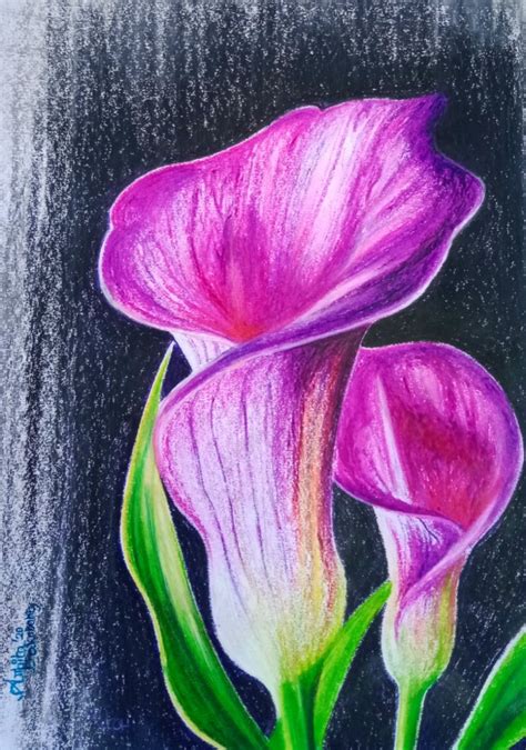 Purple flowers | Oil pastel drawings easy, Oil pastel techniques ...