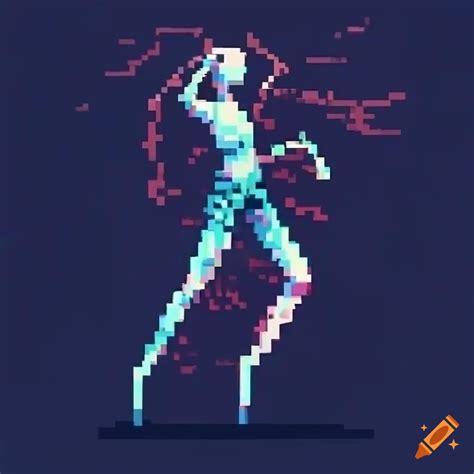Pixelart of a dancing broken body