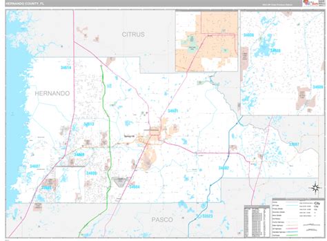 Hernando County, FL Wall Map Premium Style by MarketMAPS - MapSales