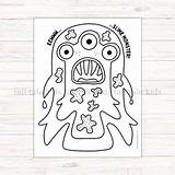 Coloring Page Sheet Gross Slime Monster Creative Writing Prompt Activity sketch template
