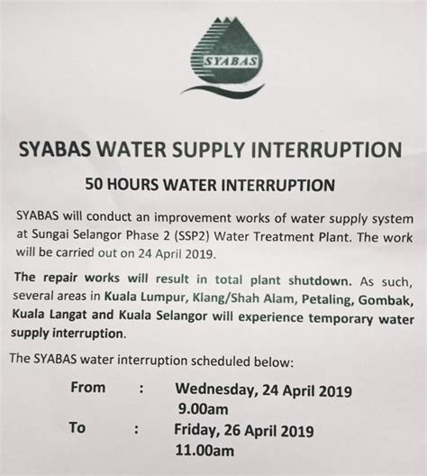 Syabas Water Disruption Notice - mweosmalay