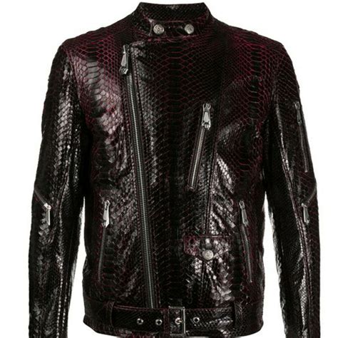 Custom Order Men's Jacket Genuine Black and red Gradation Python ...