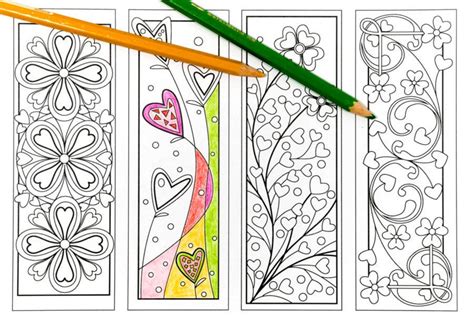 Valentine Coloring Bookmarks Page Instant Download Relax - Etsy