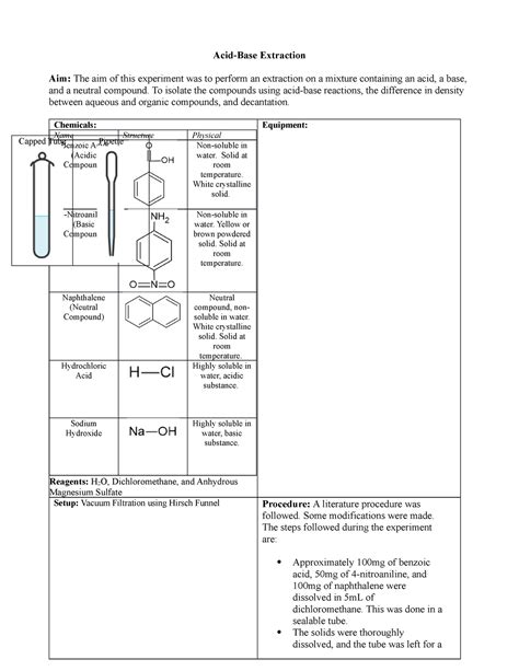 Acid-Base Extraction - Acid-Base Extraction Aim: The aim of this ...